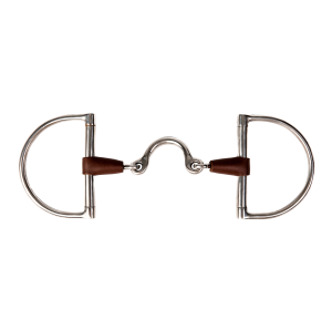 Wędzidło oliwkowe D typu Omega Metalab obszyte skórą