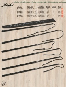 Bat do powożenia z włókna węglowego teleskopowy Ledo 160 cm / 30 cm