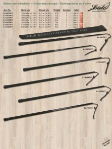 Bat do powożenia z włókna węglowego teleskopowy Ledo 140 cm / 15 cm 
