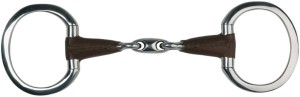 Wędzidło oliwkowe podwójnie łamane skórzane Metalab