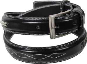 Pasek skórzany do spodni z ozdobnym przeszyciem i bloczkami Kentaur